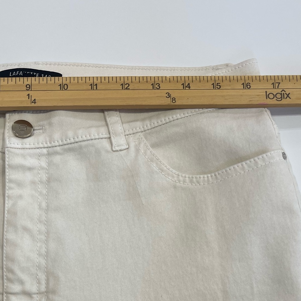 Lafayette 148 New York Cuffed Stretch Cotton Twill Pants Cream Size 12 Like New - Picture 9 of 9